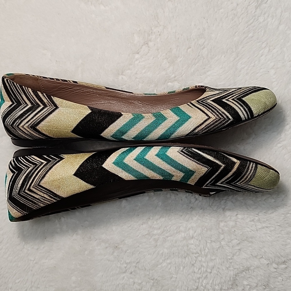 Missoni Chevron Ballet Flats Black / Green Size 39.5/ 9. - Picture 10 of 16